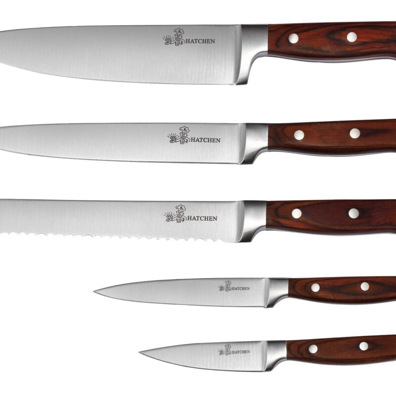 Pakka wood handle with 3 rivets kitchen knives