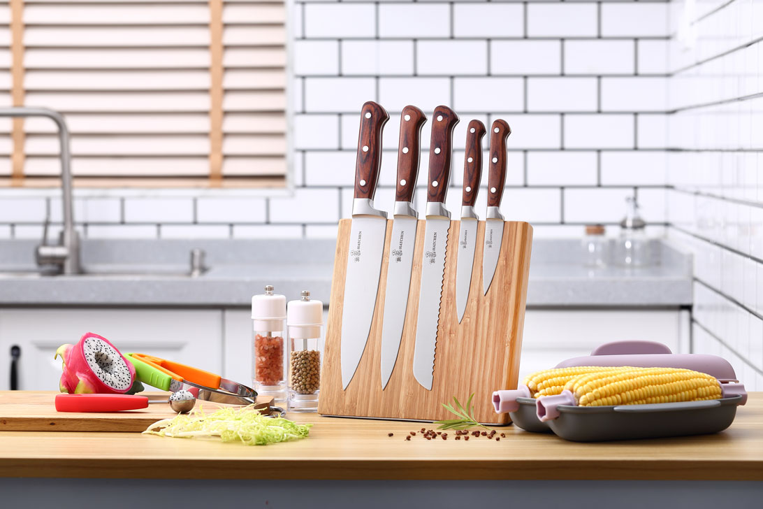 Pakka wood handle with 3 rivets kitchen knives - Image 8