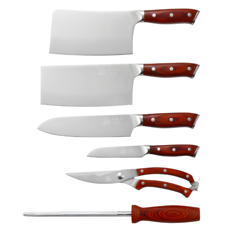 7pcs Chinese kitchen knife set with Choping knife and cleaver knife