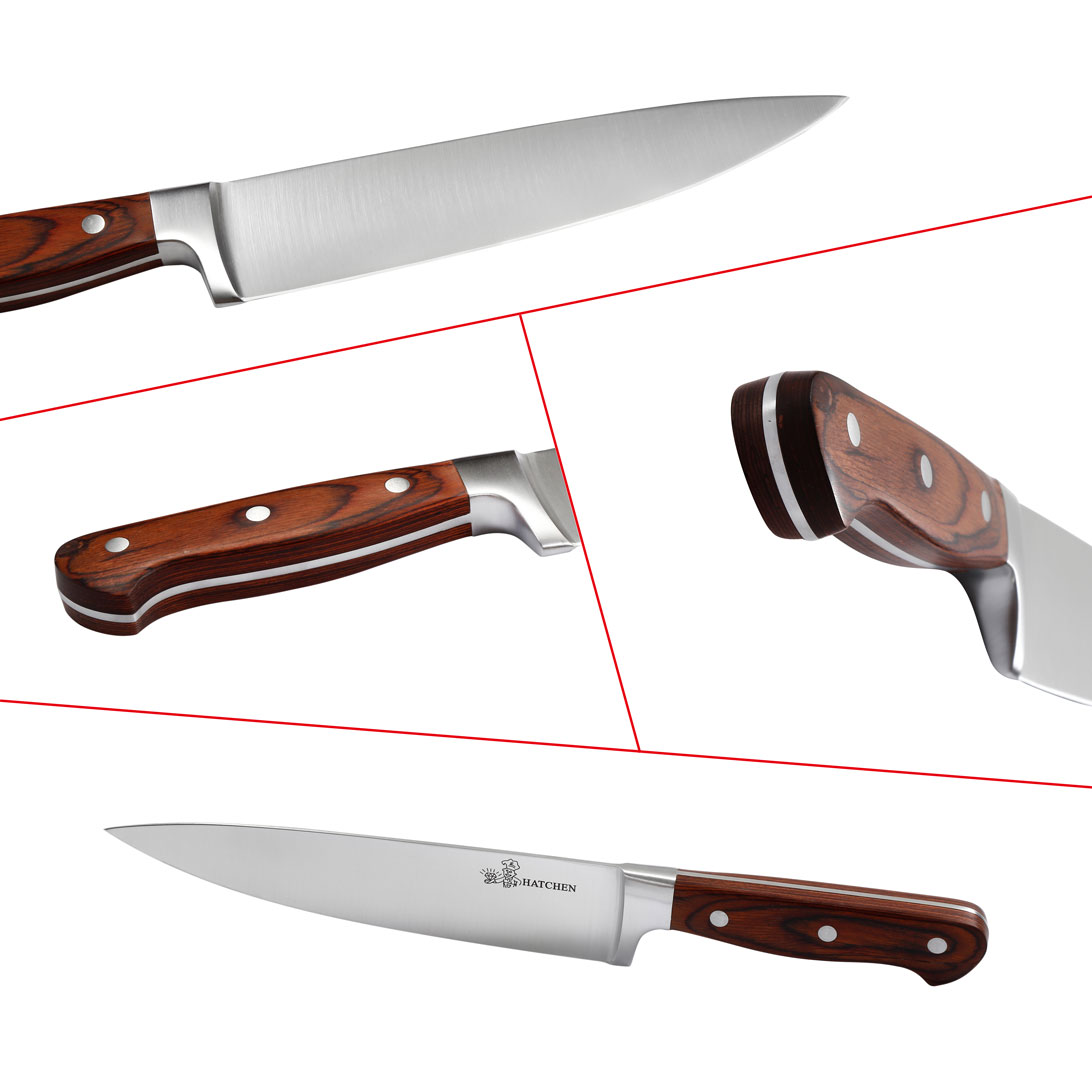 Pakka wood handle with 3 rivets kitchen knives - Image 12