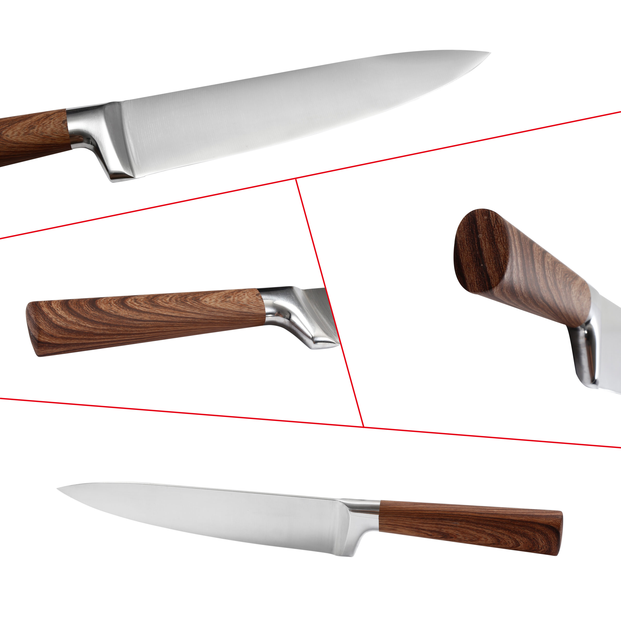 Natural wood pattern coatting Stainless steel handle kitchen knives - Image 2