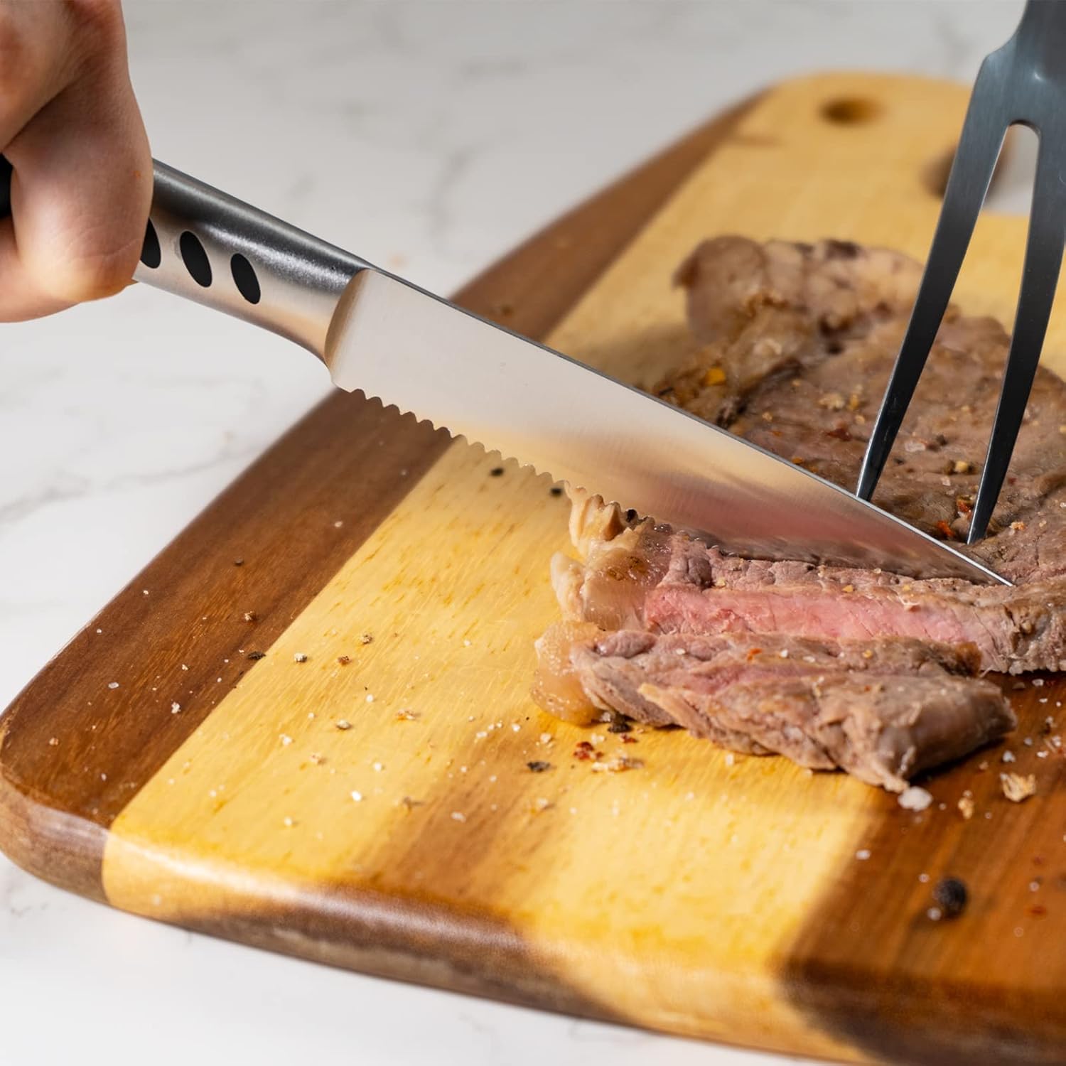 Serrated Steak knives with forged and ABS handle - Image 4