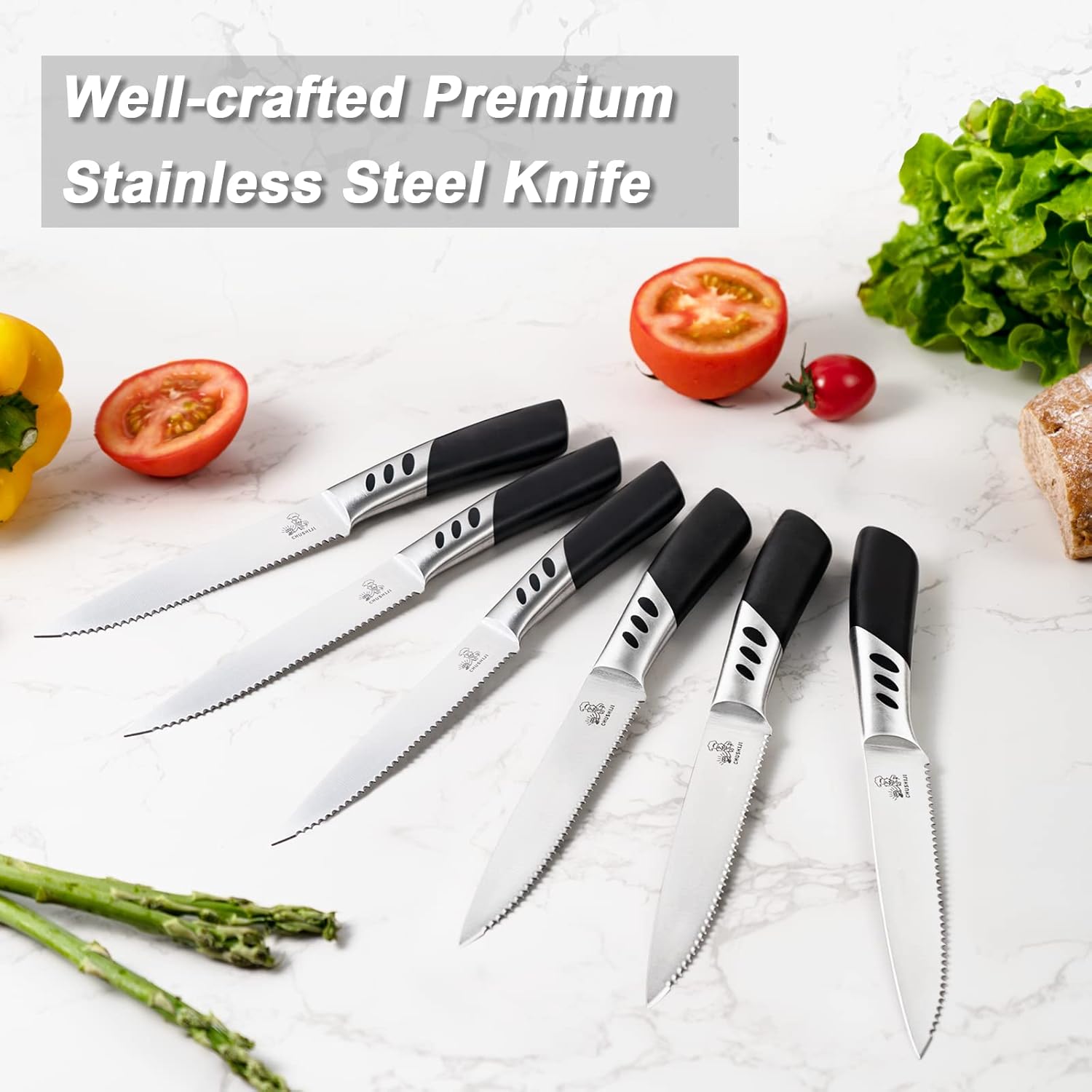 Serrated Steak knives with forged and ABS handle - Image 2