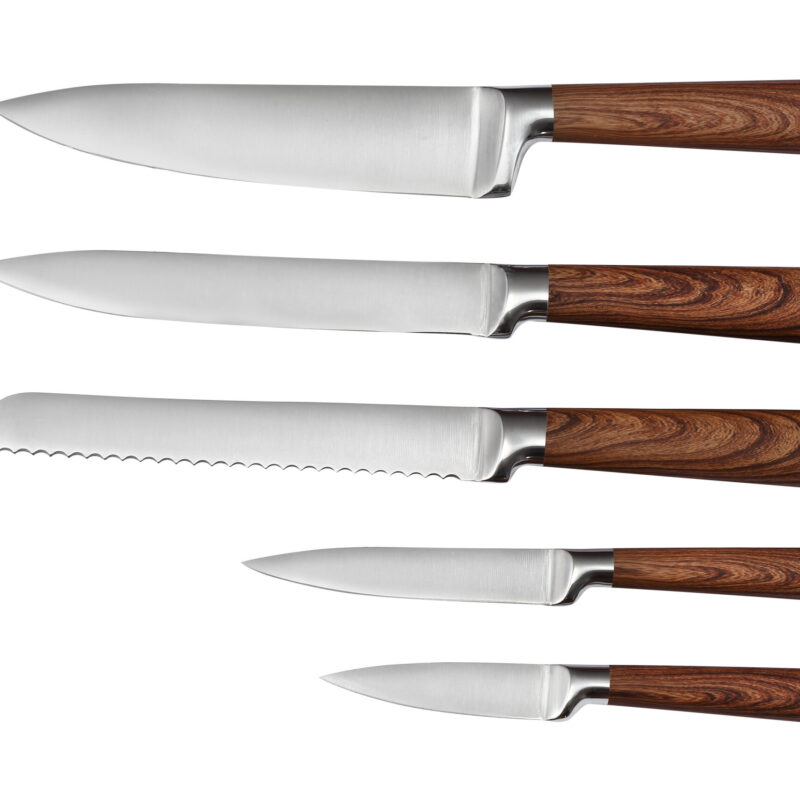 Natural wood pattern coatting Stainless steel handle kitchen knives