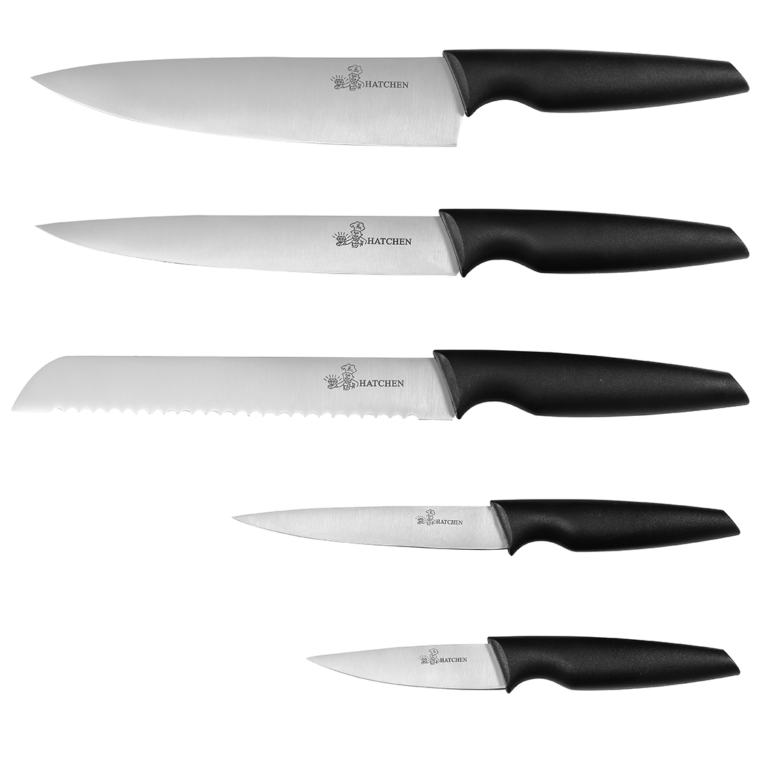 Black plastic handle kitchen knives