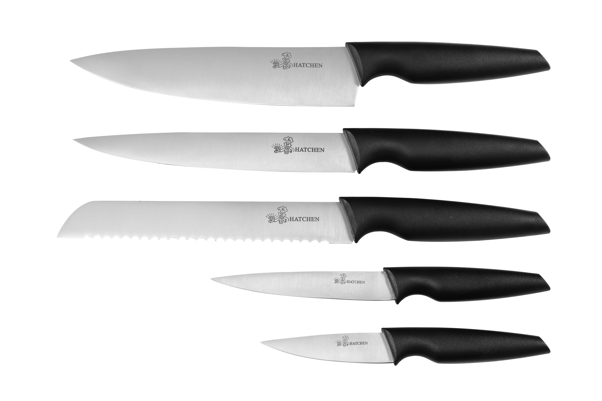 Black plastic handle kitchen knives - Image 7