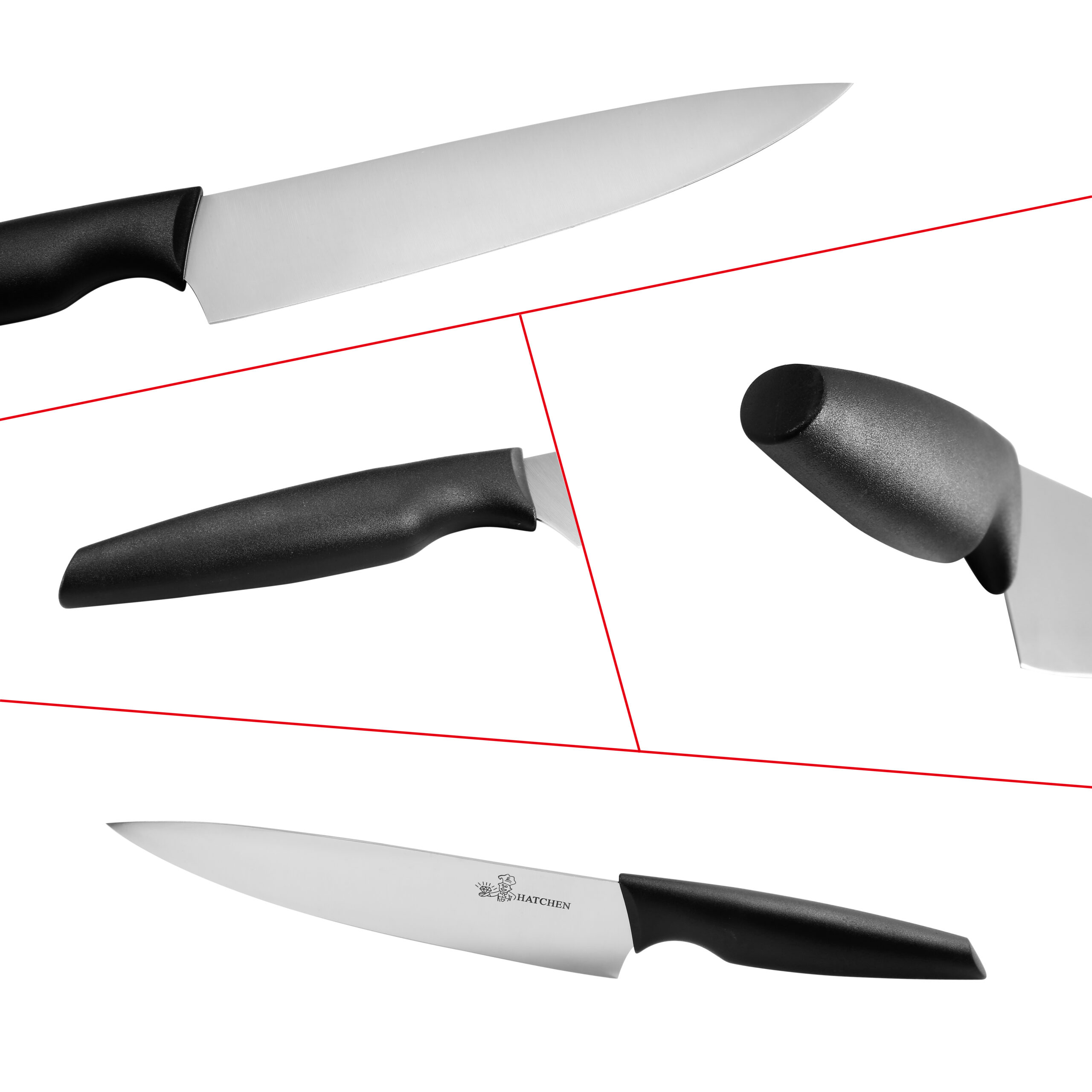 Black plastic handle kitchen knives - Image 10