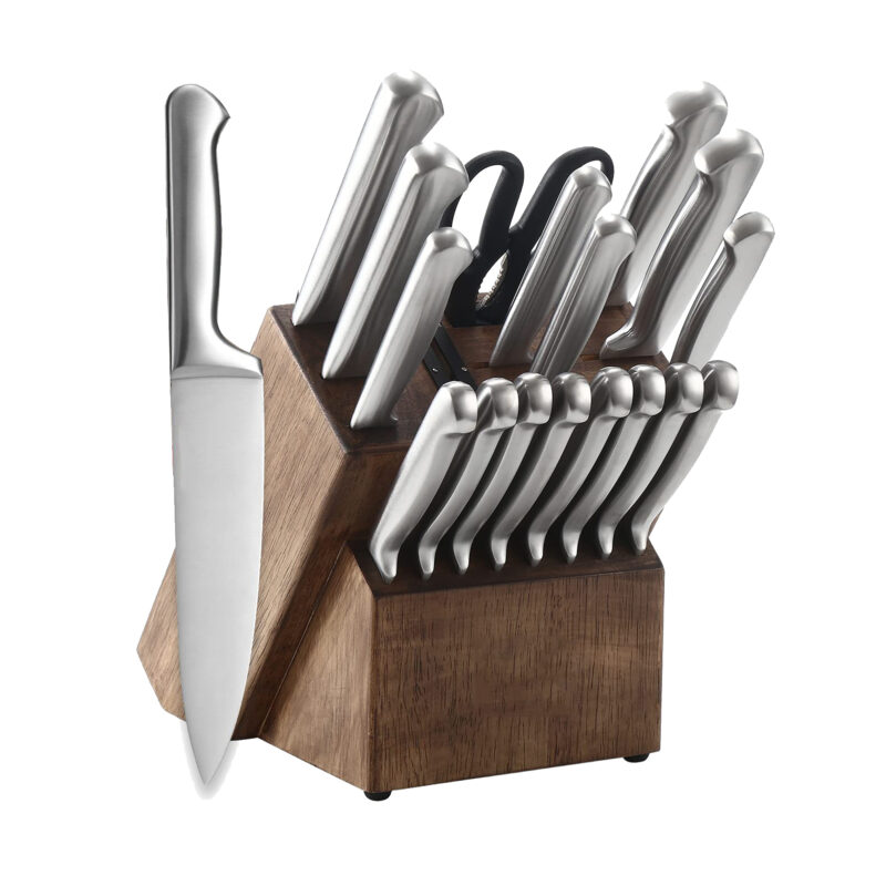AYO-BH12OR 19PCS stainless steel kitchen knife set with retro wooden block