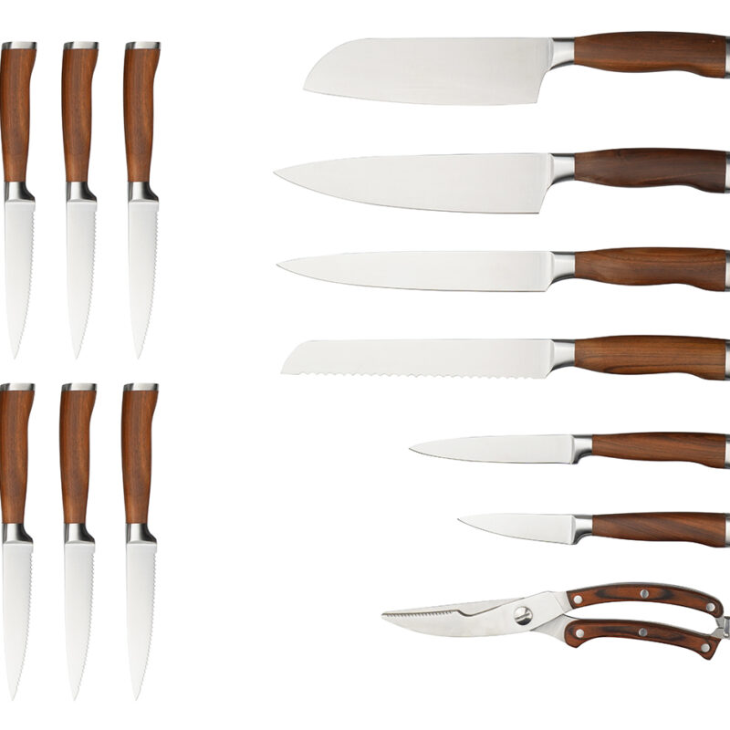 AYO-AH20 Double Forged bolster kitchen knives with Walnut wood handle