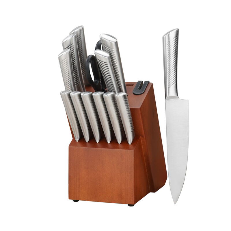 AYO-BH03 New design staniless steel 15 pieces kitchen knife set with hollow handle