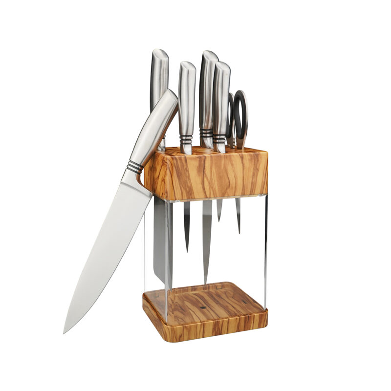 AYO-BH46 7 pieces stainless steel kitchen knife set with Plastic knife block