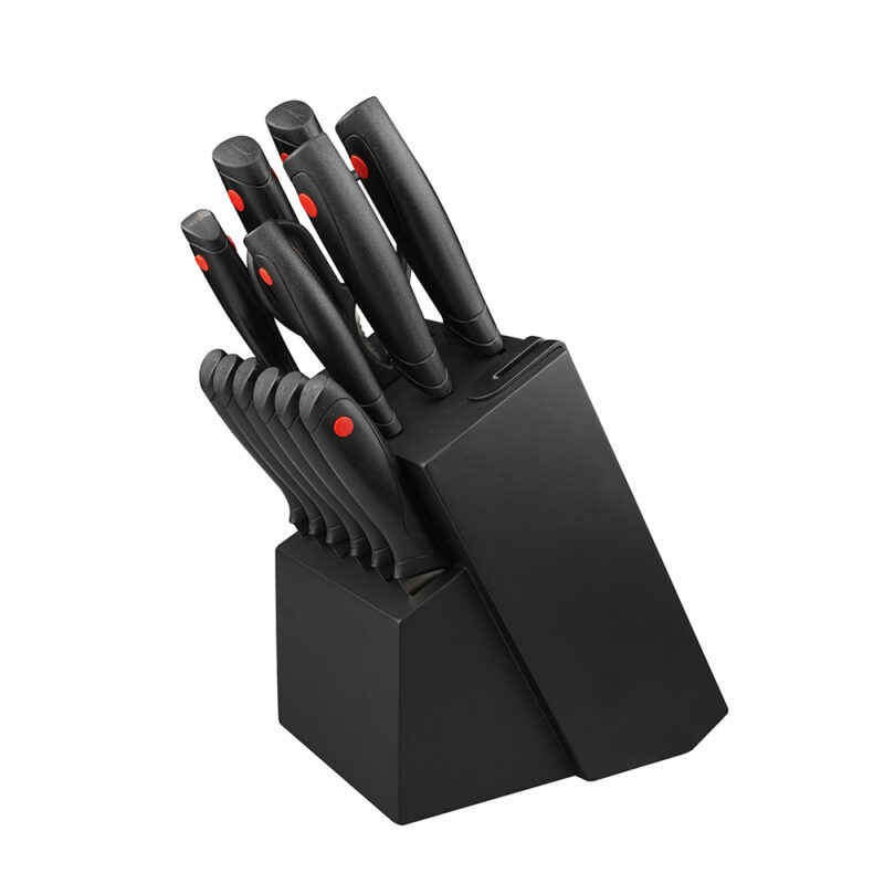 AYO-D46 New Design Stainless Steel Kitchen Knife Set 15-Pieces Kitchen Chef Knife with plastic handle