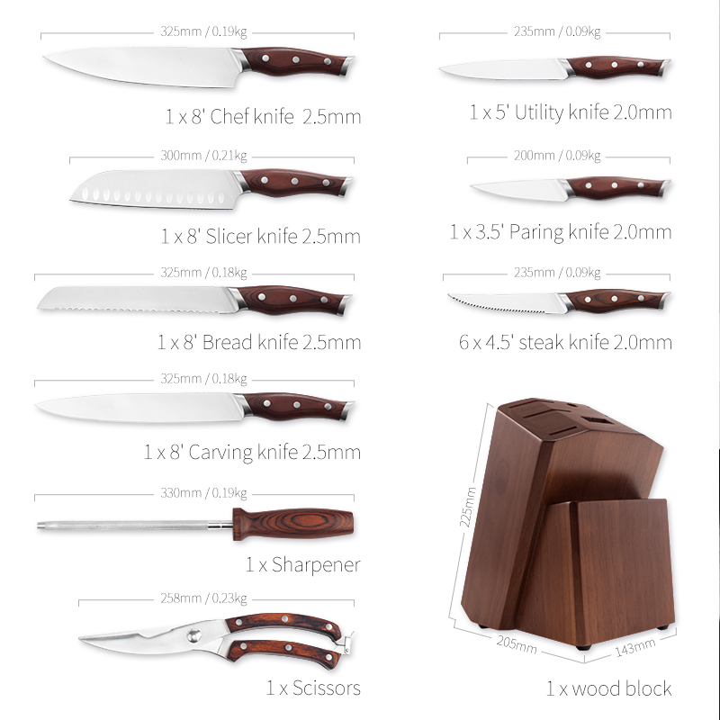 AYO-AH73 Pakka wood handle kitchen knife sets - Image 2