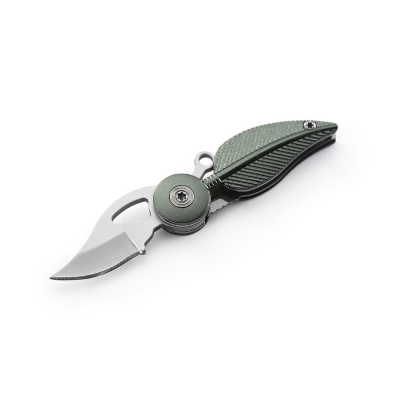 AYO-403A small dark green feather folding knife with aluminum handle