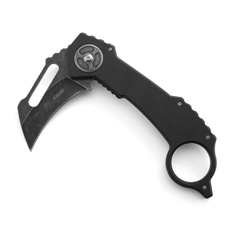 AYO-579B_Karambit fixed knife with G10 finfer ring handle