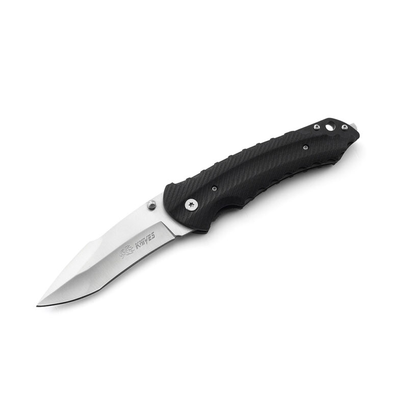 AYO-617B_Linner lock folding knife with black color G10 handle
