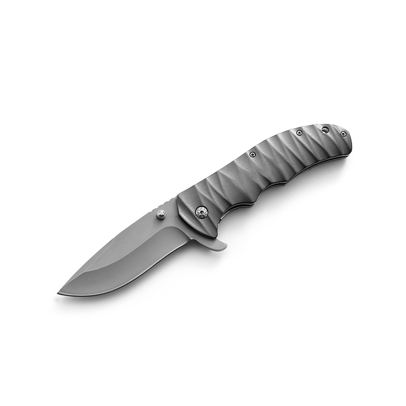 AYO-629A_Sandblasted blade folding knife with durable aluminum handle