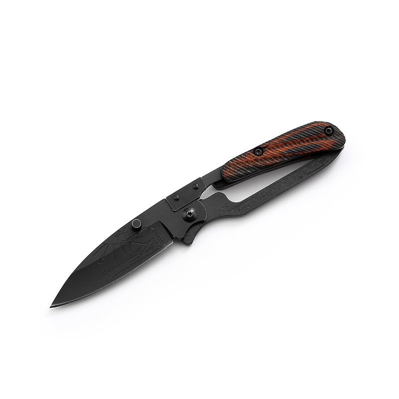 AYO-B458B folding knife with black G10 handle