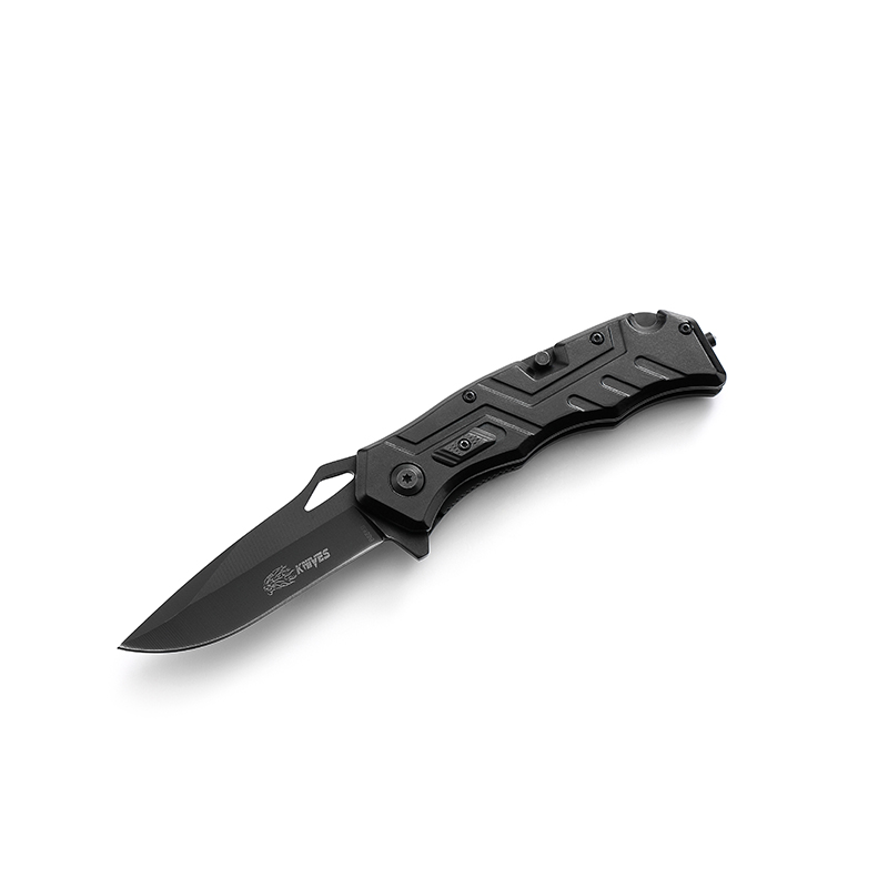 AYO-B558B Black folding knife with durable aluminum handle