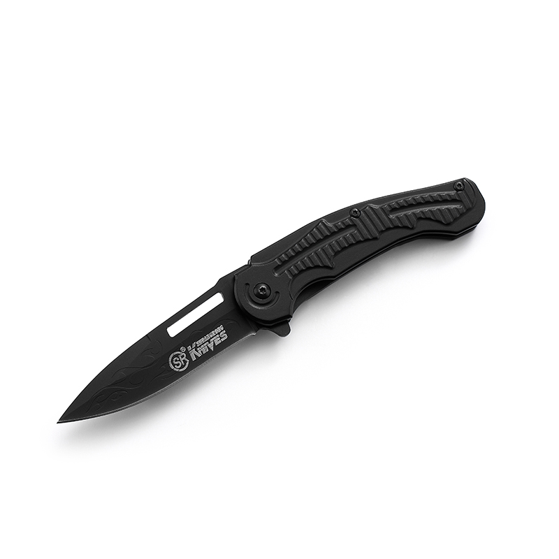 AYO-B568B Black folding knife with durable aluminum handle