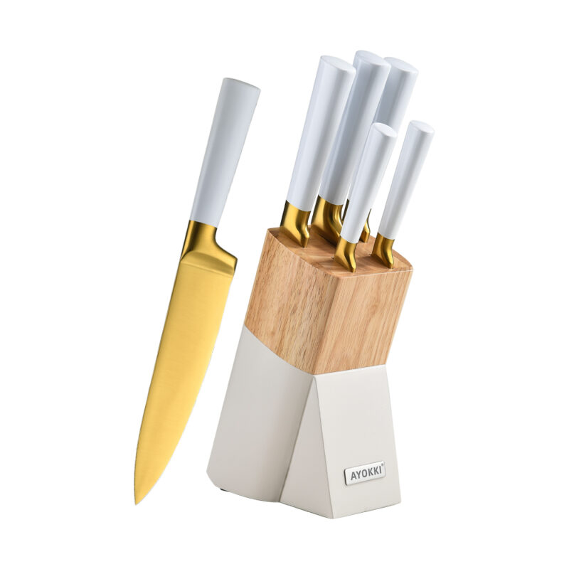 AYO-FCAB hollow handle kitchen knife set with wooden block