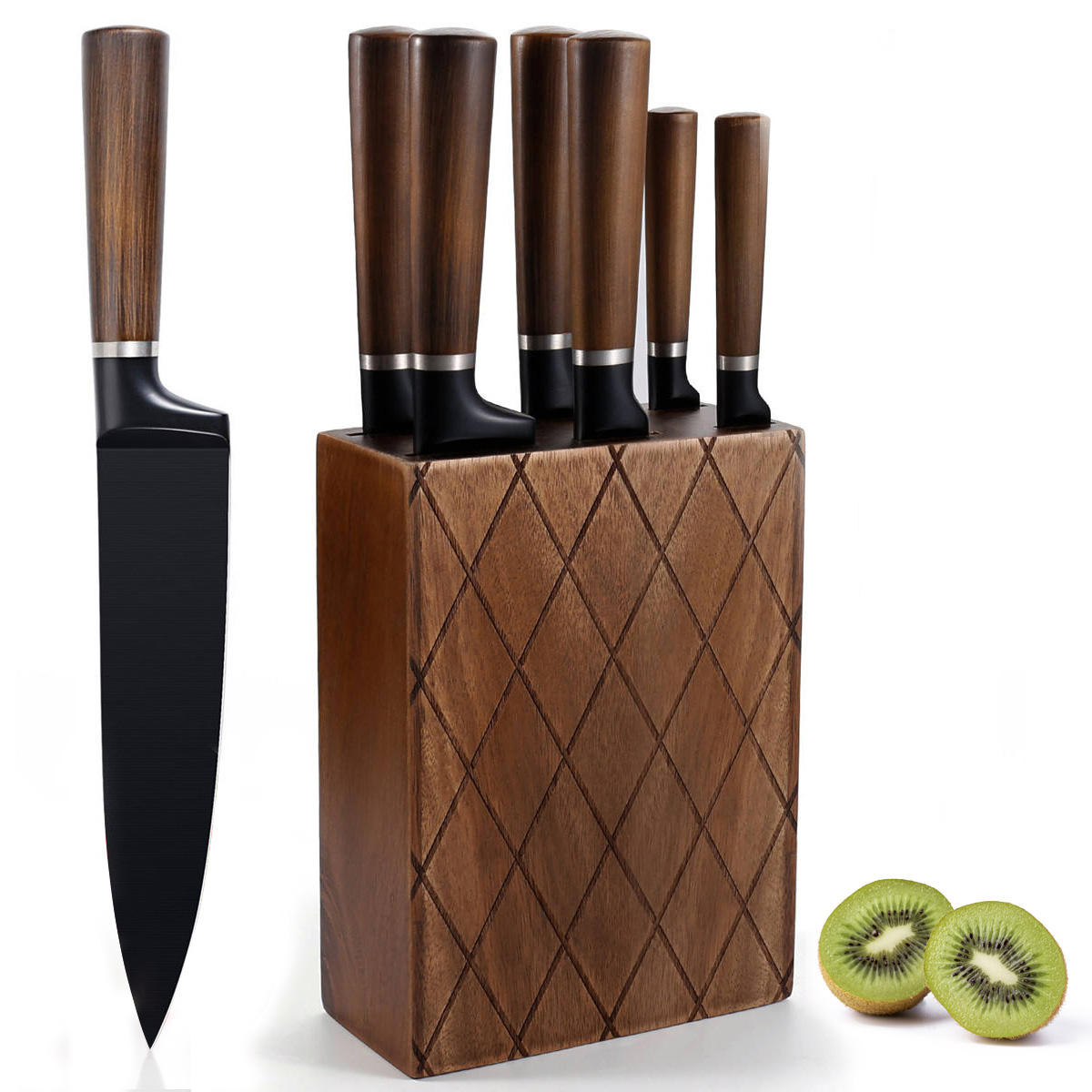 AYO-RTCO hollow handle kitchen knife set with wooden block