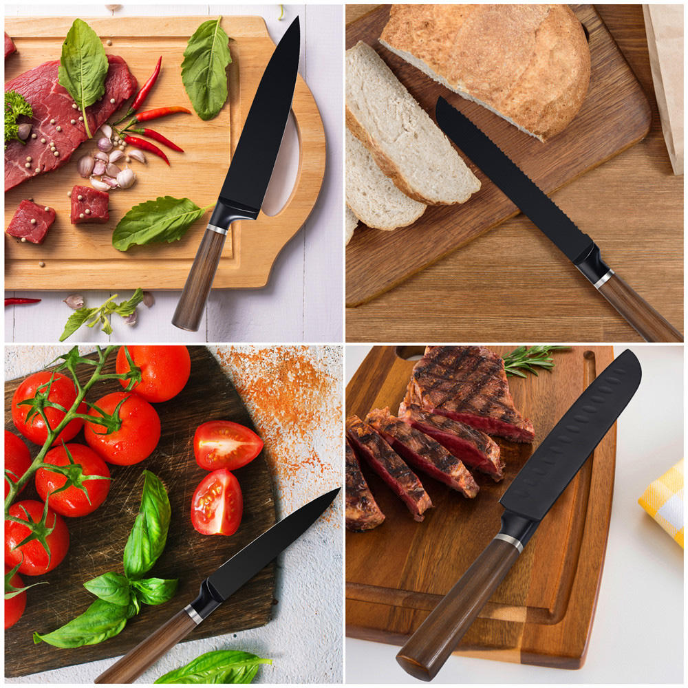 AYO-RTCO hollow handle kitchen knife set with wooden block - Image 3