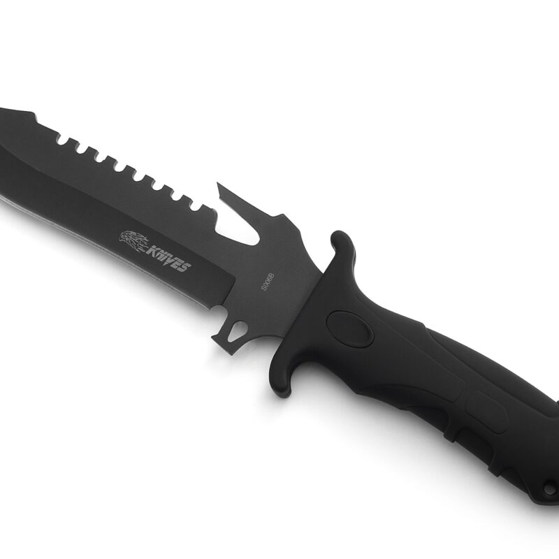 AYO-S006B Black fixed knife with ABS handle