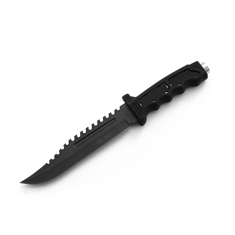 AYO-S009B Black fixed knife with ABS handle