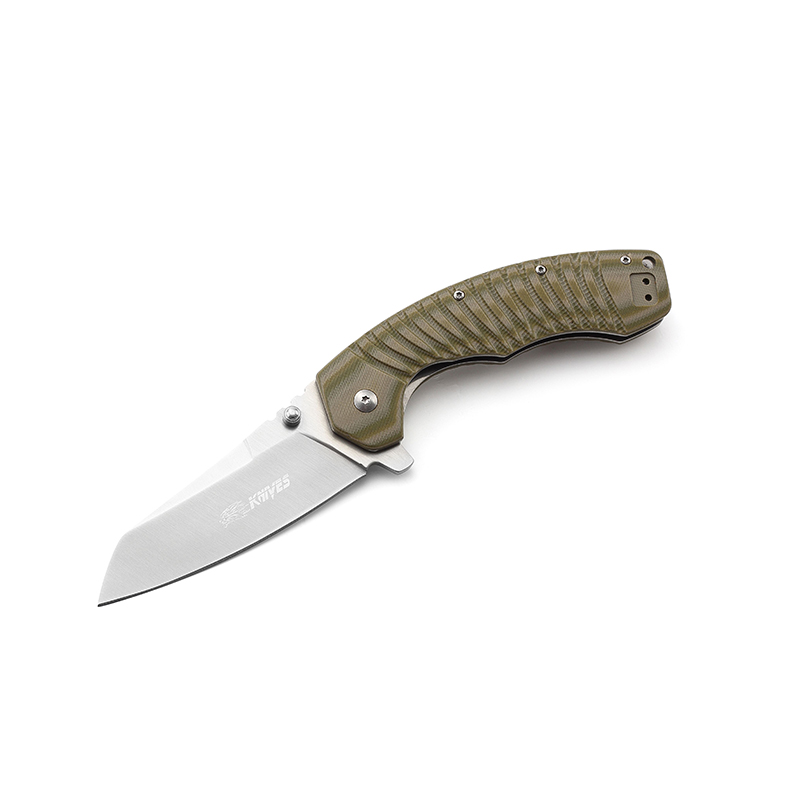 AYO-601A_Tactical folding knife with dark green color G10 handle