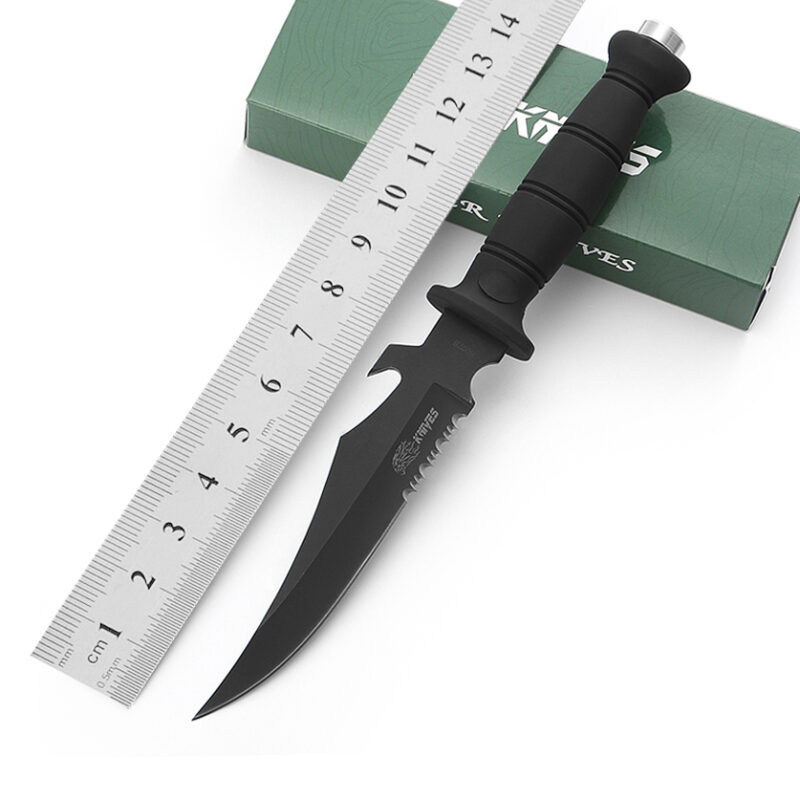 AYO-S007B Black fixed knife with ABS handle