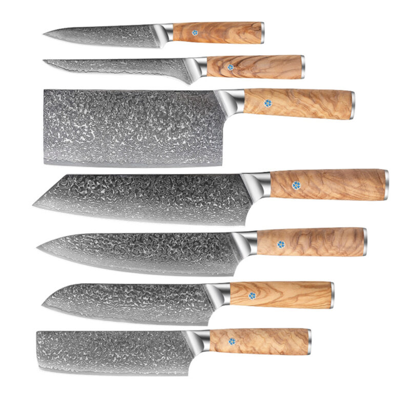 AYO-AH01-D-VG High quality 67 layers VG10 Damascus Knives set with Olive wood handle