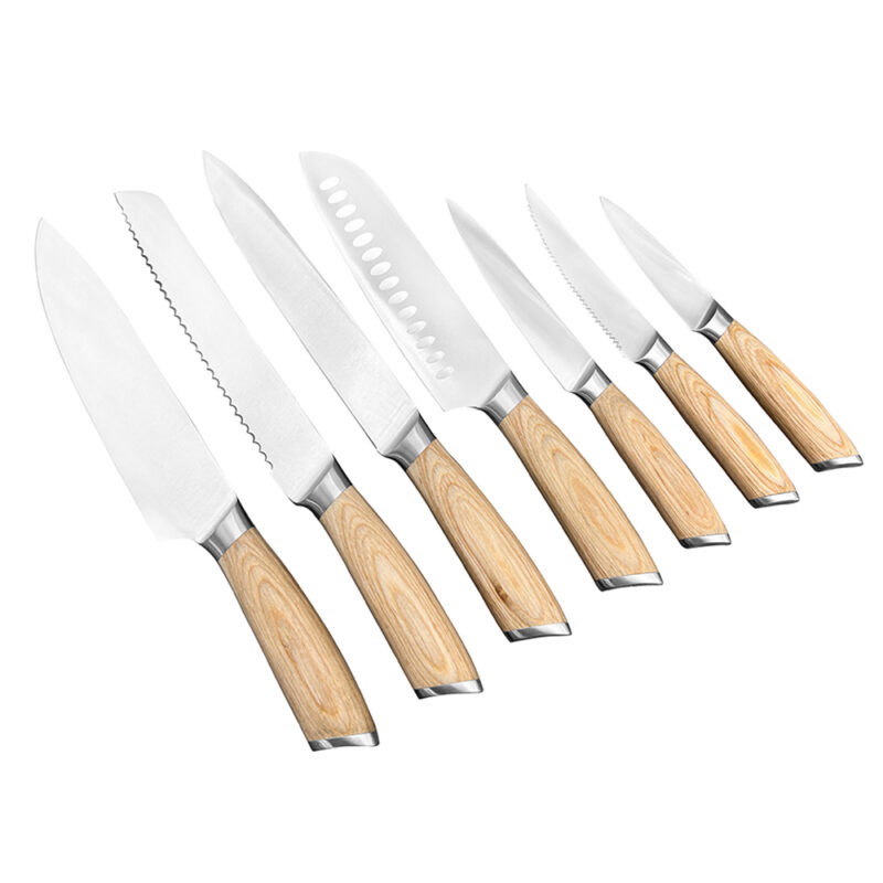 AYO-YF-G053-1 7 pieces kitchen knives with pakka wood handle
