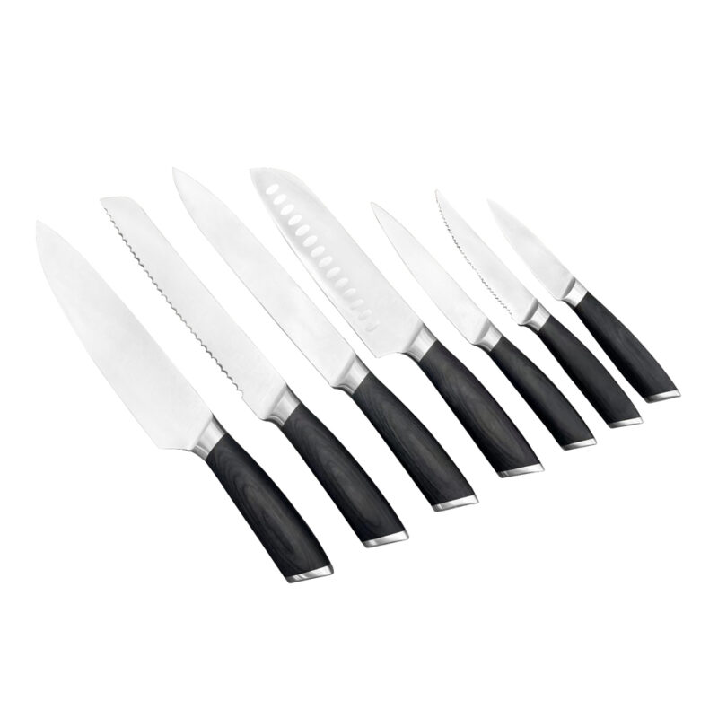AYO-YF-G053 7 pieces kitchen knives with Black pakka wood handle