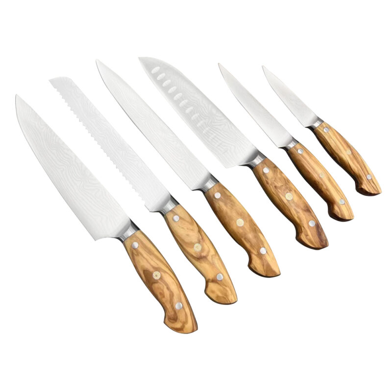 AYO-YF-G067 6 pieces kitchen knives with Olive wood handle