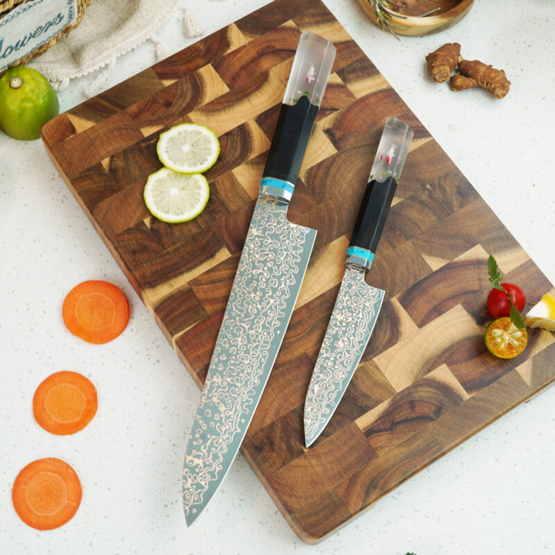 AYO-JDH08-HT-Chef Copper Damascus Knife