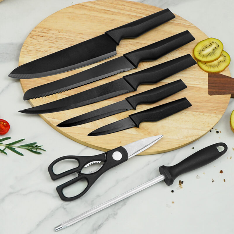 AVO-DFPP-14A Household Kitchen Knife Setwith Knife Block, Sharpenerand Scissors